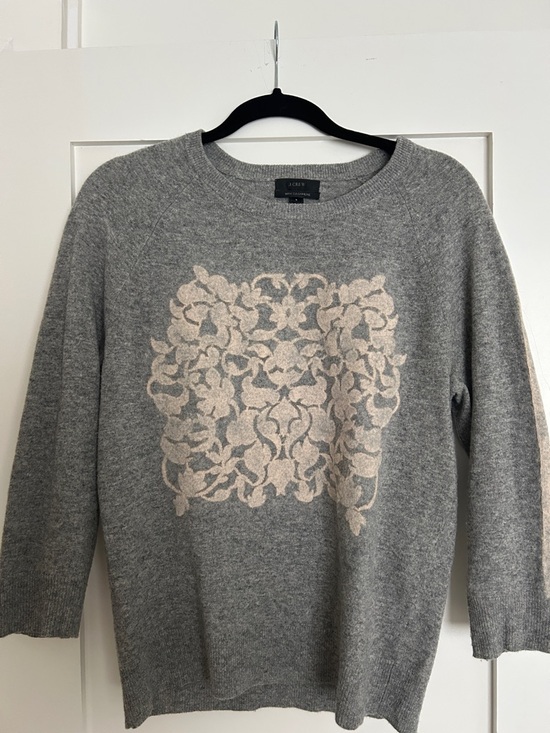 J. Crew Sweaters - J. Crew Gray Crewneck Sweater with Blush Floral Motif
